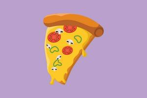 Character flat drawing fresh Italian pizza logo. Fast food pizzeria Italy menu and restaurant badge concept for cafe, shop or food delivery service. Delicious lunch. Cartoon design vector illustration