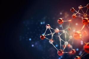 Molecular structure with connections between atoms. photo