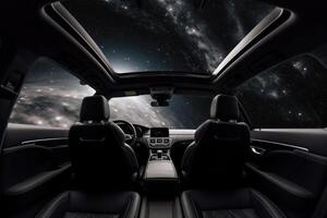 coche interior con espacio galaxia antecedentes. generativo ai foto