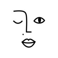 abstract line face in trendy flat style. vector illustration