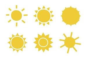 set with suns of different shapes. vector illustration in flat style.