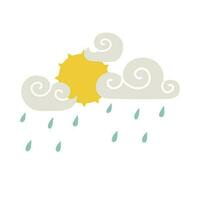 clouds and sun in flat trendy style. cloudy weather, vector illustration. concept icons for weather conditions