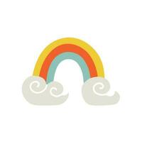 rainbow on the clouds. vector illustration in flat style.
