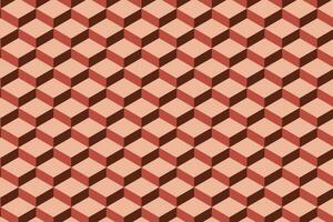 3d red cube seamless pattern. Isometric blocks vector background.