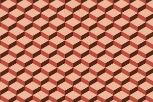 3d red cube seamless pattern. Isometric blocks vector background.