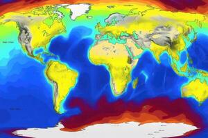 World map with weather forecast application. photo