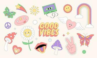 Set of 70s Style Objects and Elements vector