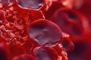 Macro shot of red blood cells in artery. photo