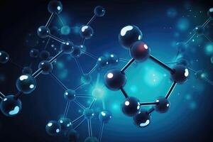 Molecular structure with connections between atoms. photo