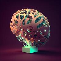 3d render of abstract sphere with colorful elements. Futuristic design., Image photo