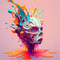 3d illustration of abstract geometric shape made of colorful splashes., Image photo
