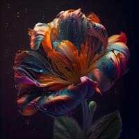 Colorful tulip on a dark background. 3D illustration., Image photo