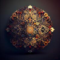 Abstract background with ornate mandala. Christmas and New Year illustration., Image photo