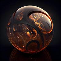 Abstract background with a sphere in the form of a flower on a black background, Image photo