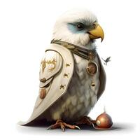 3D digital render of an american bald eagle in a medieval costume, Ai Generative Image photo