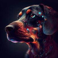 Digital Illustration of a Dachshund with Colorful Background, Image photo