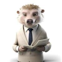 businessman with a pig on a white background. 3d rendering, Image photo