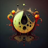 abstract illustration of water drop with crown on dark background., Image photo