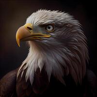 Portrait of an eagle on a dark background. 3d rendering, Image photo