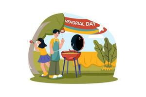 Families and friends gather for barbecues and picnics to celebrate the memory of their loved ones. vector