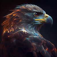 águila cabeza en un negro antecedentes. 3d representación, 3d ilustración., ai generativo imagen foto