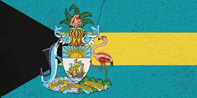 bandera de el bahamas en un texturizado antecedentes. concepto collage. foto