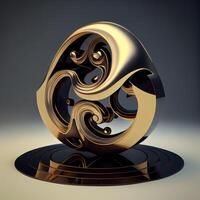 Abstract 3d render of golden sphere on dark background. Computer generated illustration., Image photo