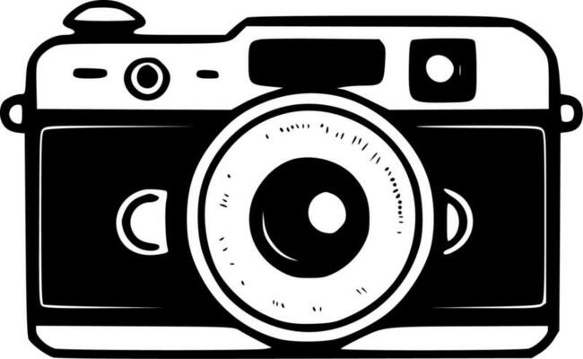 Camera - Black and White Isolated Icon - Vector illustration