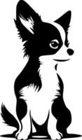 chihuahua - negro y blanco aislado icono - vector ilustración