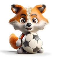 hedgehog with a soccer ball on a white background, isolated, Image photo