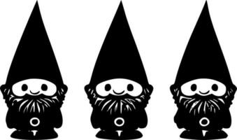 Gnomes - Black and White Isolated Icon - Vector illustration