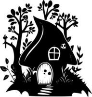 hada casa - negro y blanco aislado icono - vector ilustración