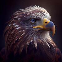 hermosa águila retrato en un negro antecedentes. 3d representación., ai generativo imagen foto