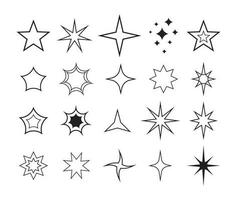 Star icon and symbol element set.  Blink glitter star decorative collection. vector