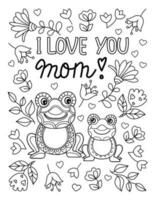 Happy Mother's day. Hand drawn coloring pages for kids and adults. Beautiful drawings with patterns and details. Spring coloring book pictures with blooming branches, flowers, smile, stickers, quotes vector