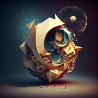 3d illustration of abstract geometric composition with polygonal shapes., Image photo