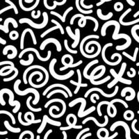 Black and White Abstract Doodle Seamless Pattern. 90s Doodle Fun Squiggle Style Abstract Pattern vector