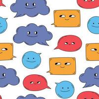 Decorative Seamless Pattern with Colorful Funny and Cute Speech Bubbles Characters. Pattern with Funky Cartoon Characters of Bubbles and Frames vector