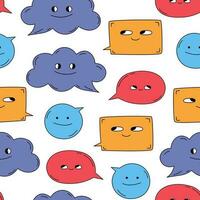 Decorative Seamless Pattern with Colorful Funny and Cute Speech Bubbles Characters. Pattern with Funky Cartoon Characters of Bubbles and Frames vector