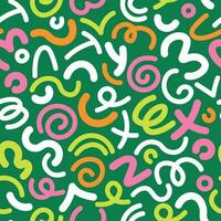 90s Fun Squiggle Colorful Line Doodle Seamless Pattern. Decorative Childish Doodle Style Backdrop vector