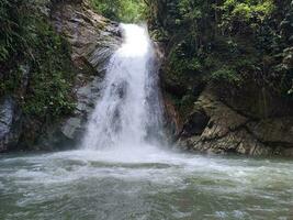 Photo of a waterfall in the Kalimantan forest