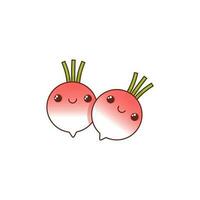 Two cute kawaii style radishes vector