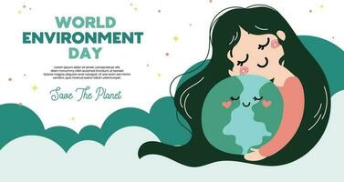 flat vector design world environment day 5 june go green save the earth