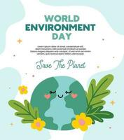 flat vector design world environment day 5 june go green save the earth