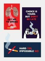 mundo No tabaco día, No de fumar, dejar de fumar, detener de fumar, peligro de de fumar plano vector