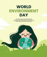 flat design vector world environment day go green love earth save the planet earth