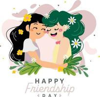 flat cute design vector flower happy friendship day