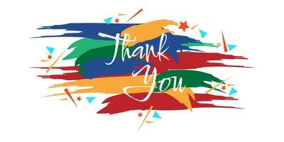 Thank You Sign with Colorful Brush Background in Childish Style vector