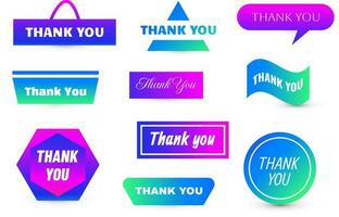 Set of Thank You Sign or Icon with Colorful Gradient Style vector