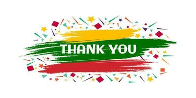 Thank You Sign with Colorful Brush and Confetti Isolated on White Background. Thank You Lettering vector